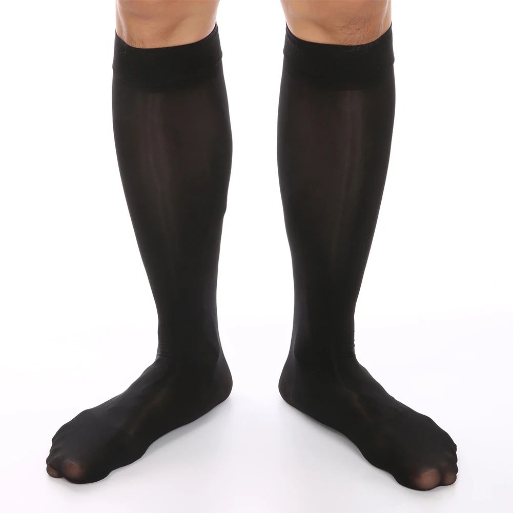 

1 Pair Men's Oil Shiny Business Stockings Summer Stretchy Knee High Long Socks Hoisery Sheer Pantyhose Gentlemen Business Socks