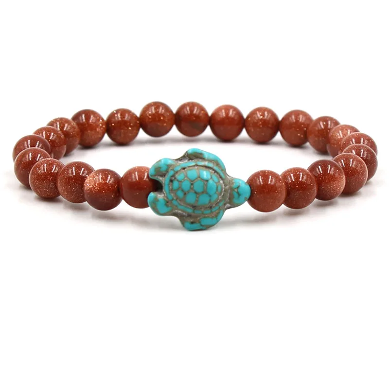 Green Turquoise Turtle Volcanic Stone White Pine  Natural  Chakra Gemstone Bracelets Bangle Jewelry for Women Men