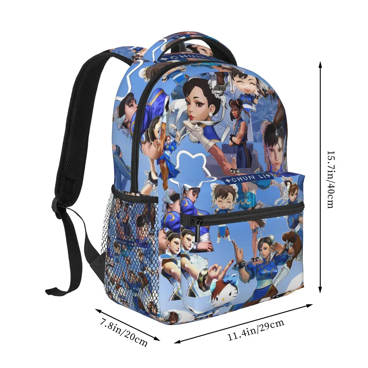 Street Fighter Chun-Li Style Backpacks Boys Girls Bookbag Children School Bags Cartoon Rucksack Shoulder Bag Large Capacity