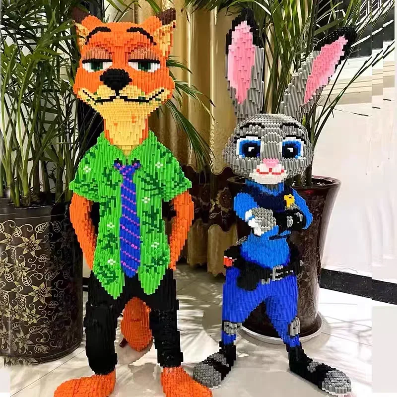 Large Size Zootopia Disney Nick Wilde Judy Hopps Diamond 4 Style Connection Model Figure interesting Alpinia oxyphylla Toy Gifts