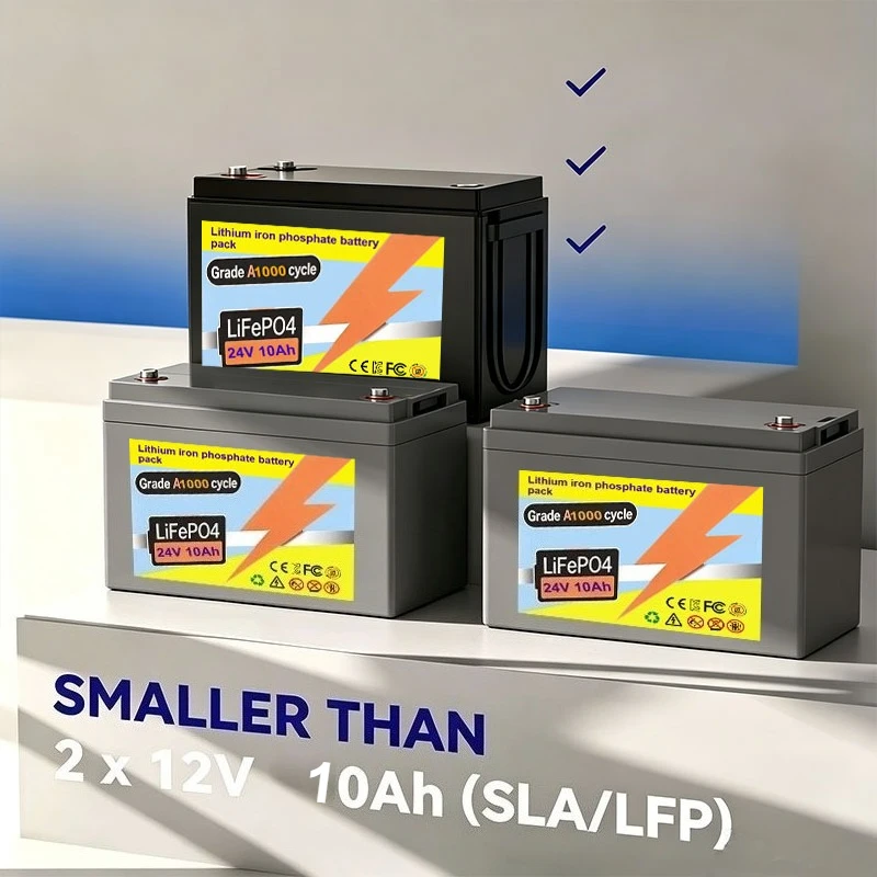 Grade A 24V 10Ah 240Wh LiFePO4 battery, 1000 cycle safe, suitable for trolling motors, off-grid solar and emergency backup power