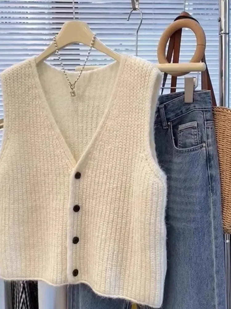 

Comfortable Skin-Friendly V-Ne Knitted Vest Trendy Svel Autumn Bal Women's Clothing Soft Gentle Breeze Sle