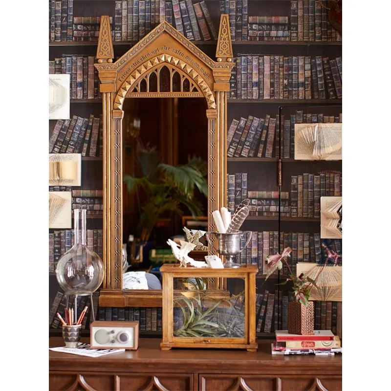 Vintage bedroom full-length mirror wall American full-length mirror medieval fireplace decorative mirror