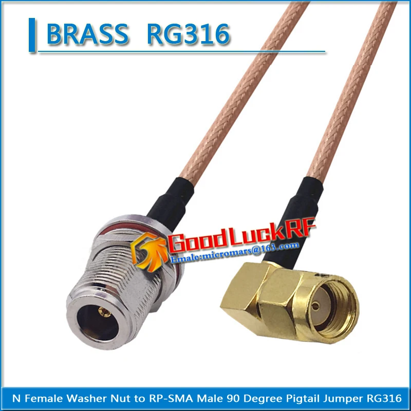 

1X Pcs N Female Washer O-ring Bulkhead Mount Nut to RP-SMA RP SMA Male Right Angle Coaxial Pigtail Jumper RG316 extend Cable