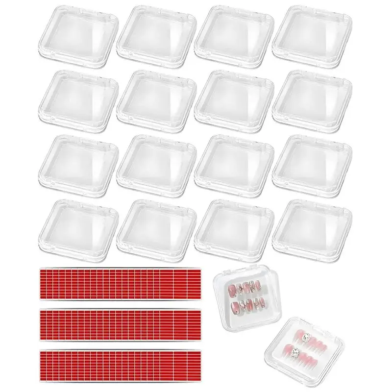 

【RECOMMEND】For Home Salon Art Acrylic Packaging Organizer- 18 Pcs Storage Cases& 60 Pcs Adhesive Double-Sided Tape