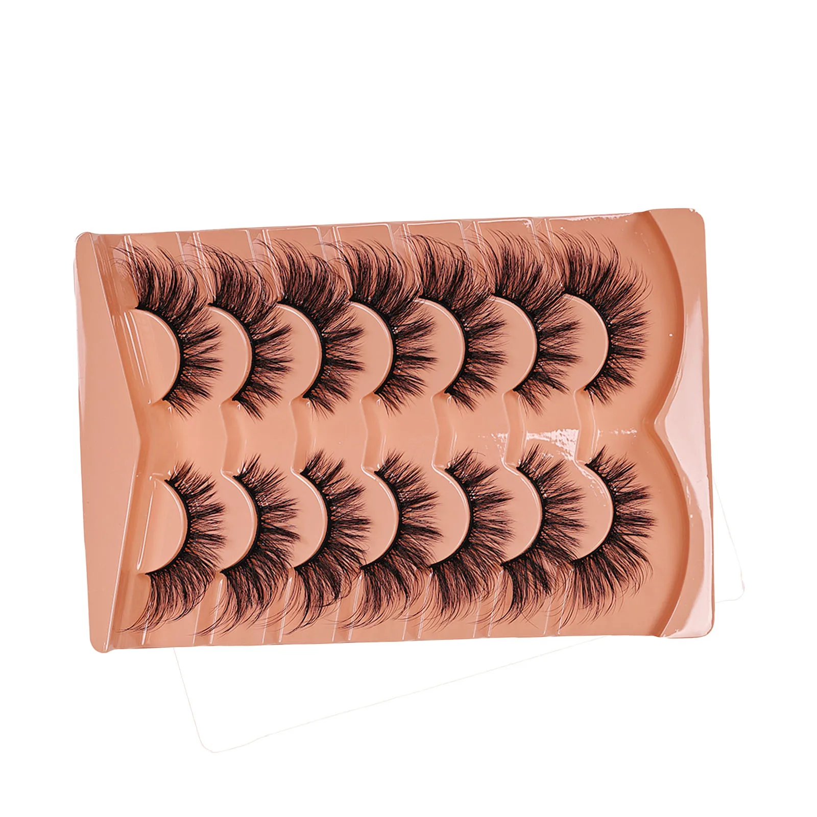 7 ペアまつげメイクソフトふわふわ 3D 偽つけまつげ厚い手作りボリュームナチュラルルック偽まつげ