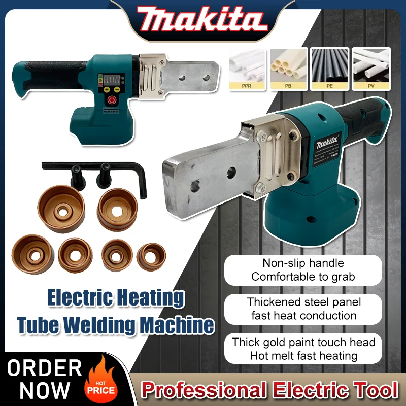 

Электрический сварочный аппарат Makita, беспроводной термофиксатор, PPR, полиэтиленовый паяльник, пластиковая трубка, полипропилен, нагрев, термоплавкий, без батареи
