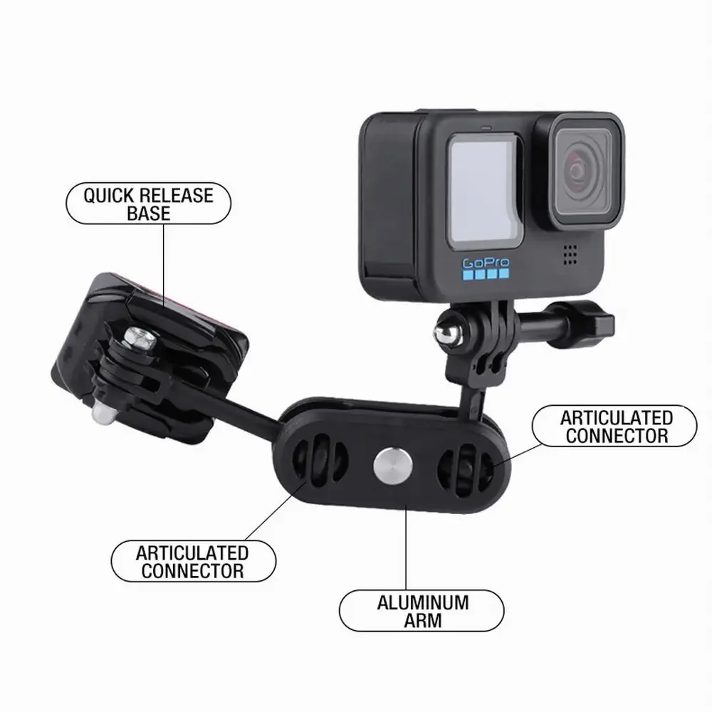 FF-T19A moto Gimbal casco mento staffa per Gopro Hero10/9/8 Dji 360 action Camera