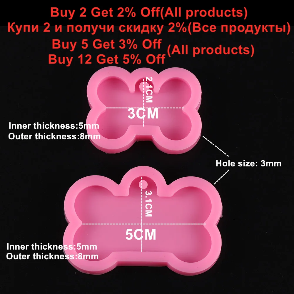 2 Sizes DIY Dog Tag Bone Shaped Keychain Casting Silicone Mould Crafts Key Chain Pendant Making Tools Crystal Epoxy Resin Mold