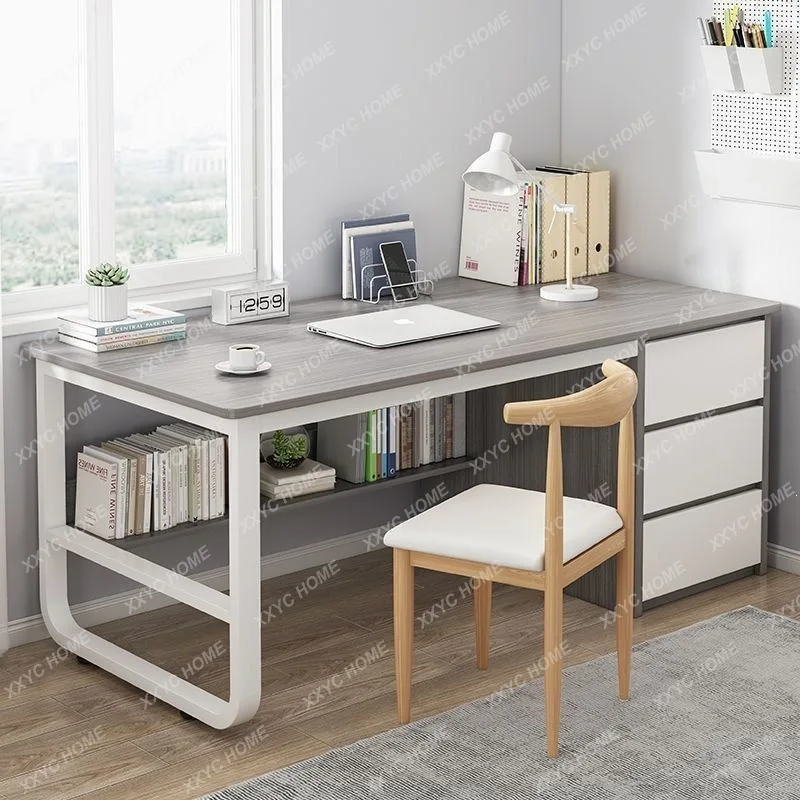 Simple desk bookshelf integrated student bedroom desktop computer desk household with drawers storage multi-functional desk