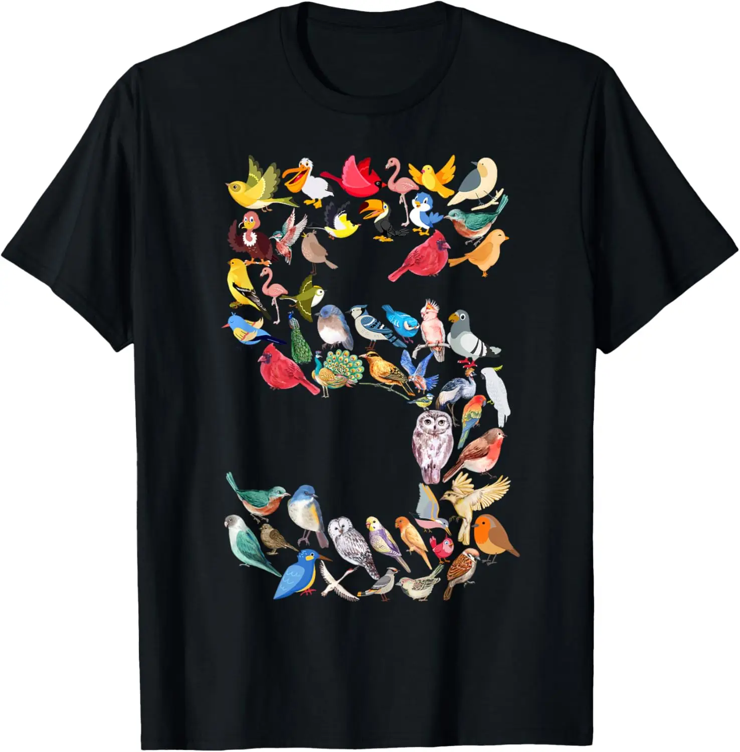 

Футболка с рисунком птиц и номера 5, детская футболка для любителей птиц на 5-й день рождения