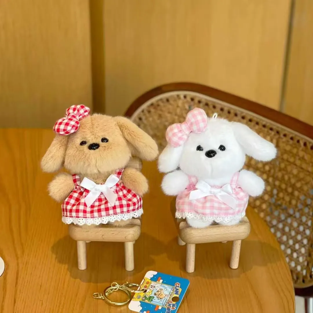 لطيف اللباس جرو أفخم دمية المفاتيح الهاتف الإبداعية زوجين أفضل صديق على ظهره سحر