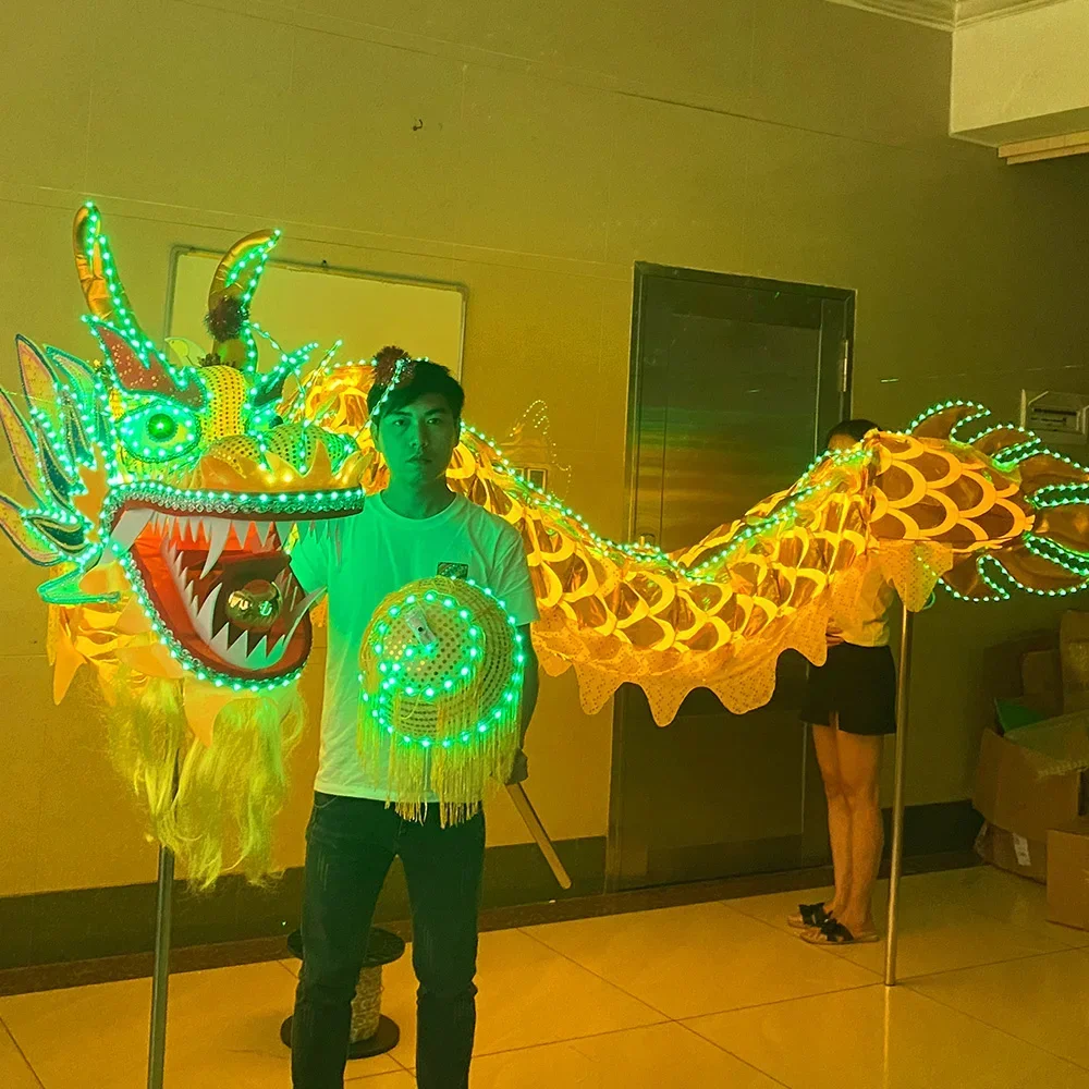 

LED Chinese Traditional Dragon Dance Costume Martial Arts Kung Fu Luminous 3M Dance Dragon Lantern Costume Performance Set