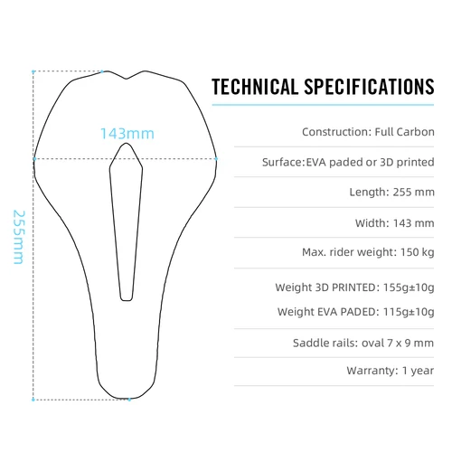 Imagen 2 del producto RYET-sillín de bicicleta de carbono con estampado 3D, asiento ultraligero de 7x9mm, 115g, accesorios para ciclismo