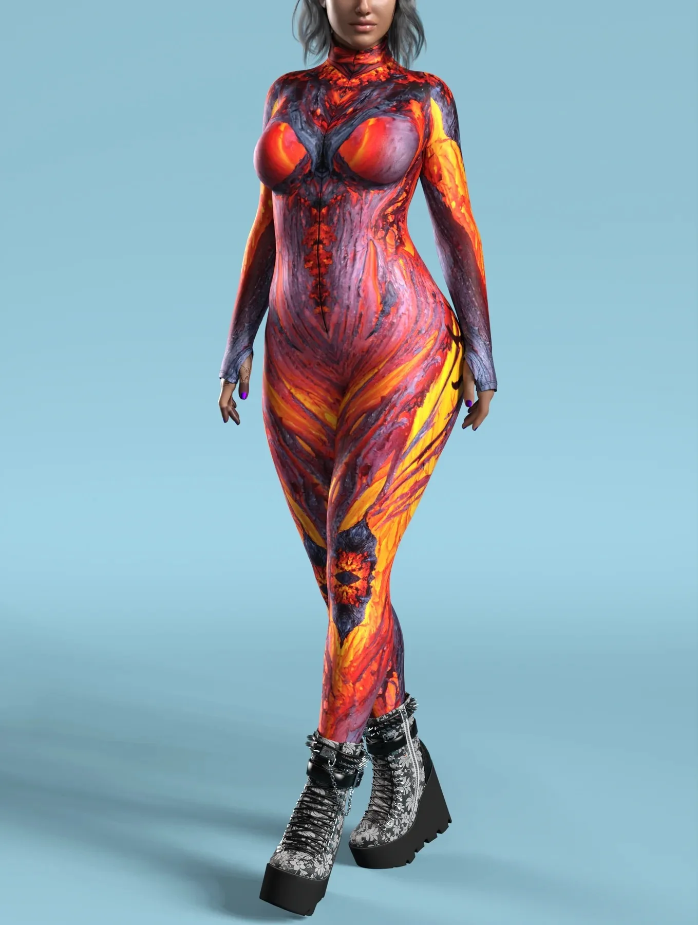 Damen Herren Muskel-Mensch Wüste Dazzle in Sieben Farben 3D-Druck Verkleidungs-Jumpsuit Halloween-Party Cosplay-Kostüme Outfit – Detail 4