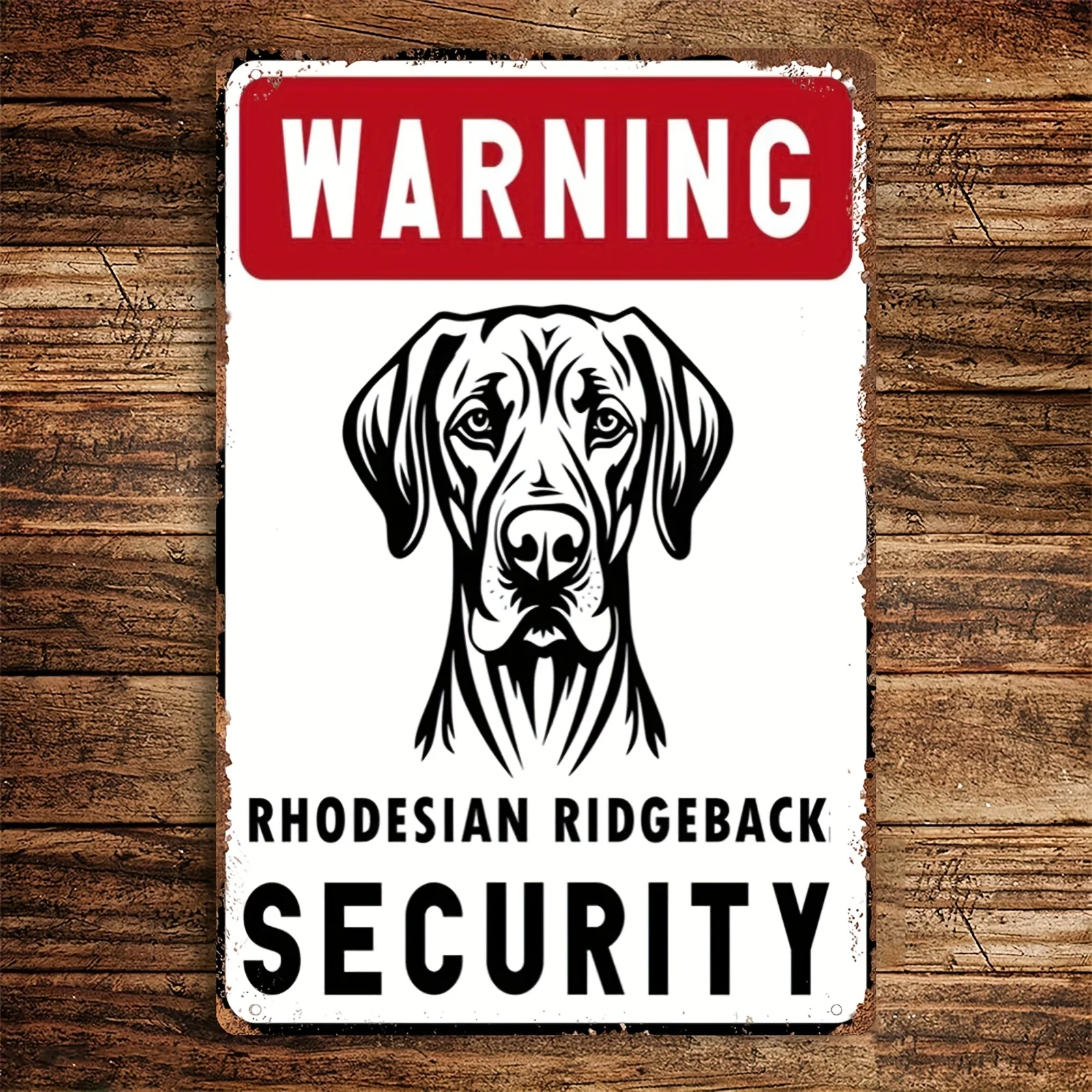 2026Iron Metal Sign | Rhodesian Ridgeback Security Warning |   Wall Decor with Dog Illustration | Durable & Weather-Resis
