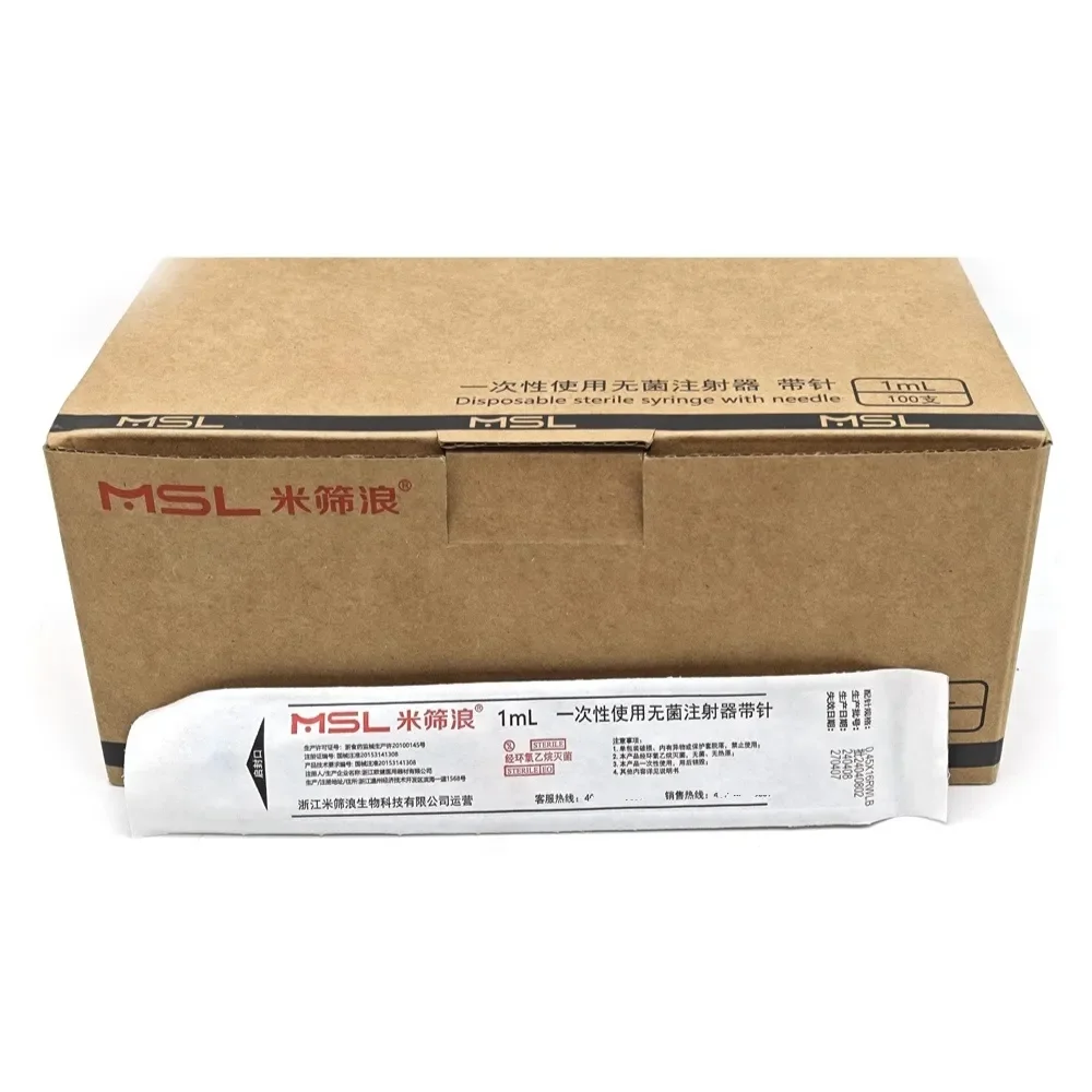 

100PCS Dental MSL Sterile Syringe with Needle Disposable Syringe 5ml 2ml 1ml Straight Mouth Threaded Head Dental Laboratory Tool