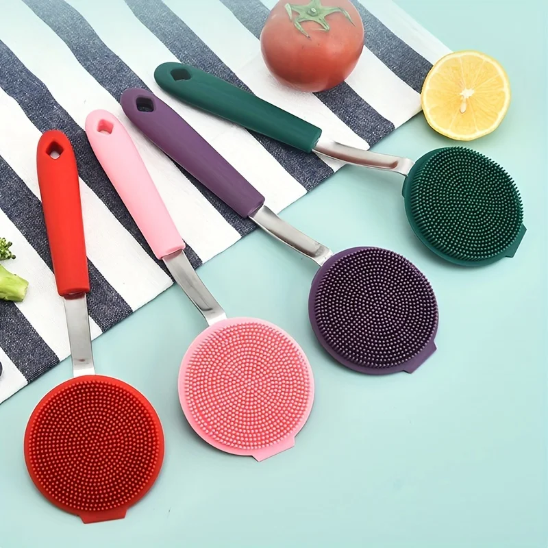 

1pc, Silicone dishwashing brush, non stick, special silicone spatula, kitchen utensils cleaning brushsilicone dishwashing brush