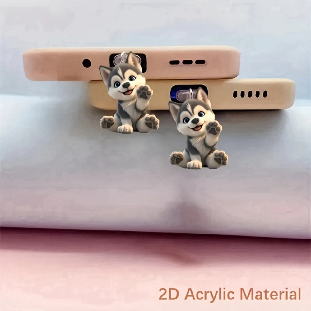 Charmant bouchon Anti-poussière pour chien, Kawaii 2D, Port de Charge plat, pour iPhone Type C, capuchon Anti-poussière, décoration suspendue, pendentif de téléphone, cadeau