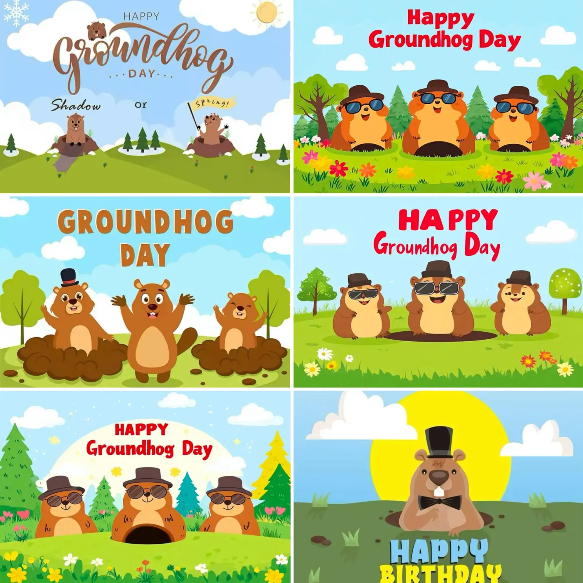 

Cartoon Happy Hamster Day Welcome Spring Banner Background February 2nd Festival Party Birthday Decoration Poster Background