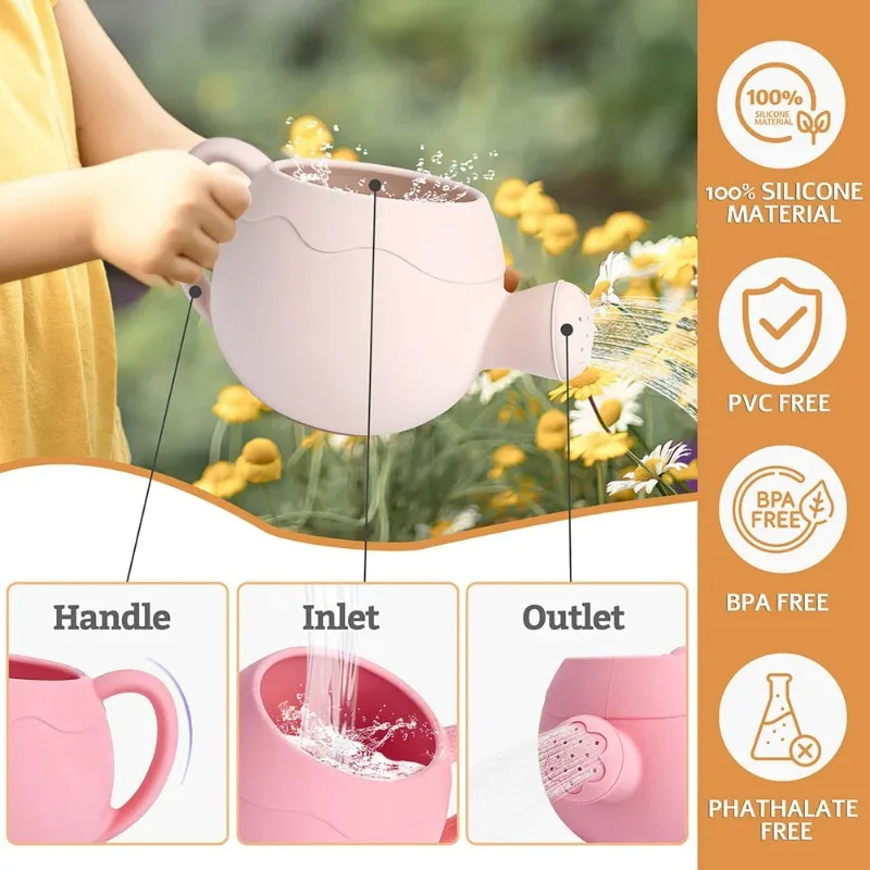 Regadera con aspersor, bonito jardín de dibujos animados para niños, botella de flores de silicona para el hogar, juguete de baño con pulverizador para playa, educación temprana