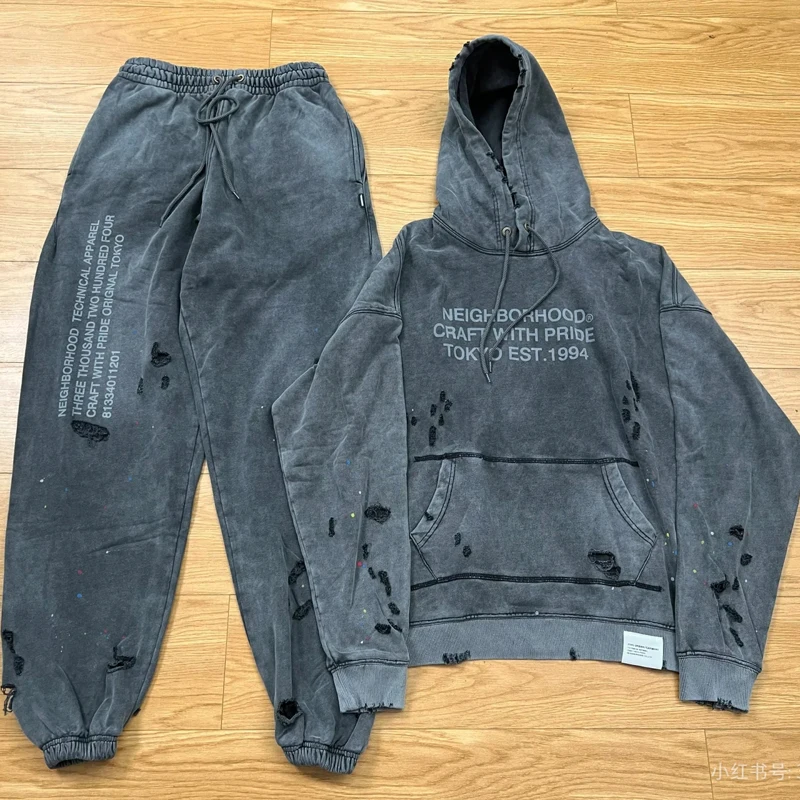 Euro-american Fashion Brand Original Tag NEIGHBORHOOD Sweatshirts Washed Do Old Personality Hole Heavy Fabric NBHD Hoodies