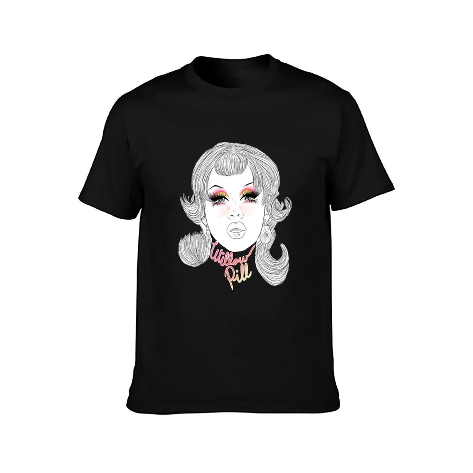 WILLOW PILL T-Shirt, Summer Casual Cotton Tee, Oversized Streetwear Tops, Vintage Graphic Print, Loose Fit Short Sleeve