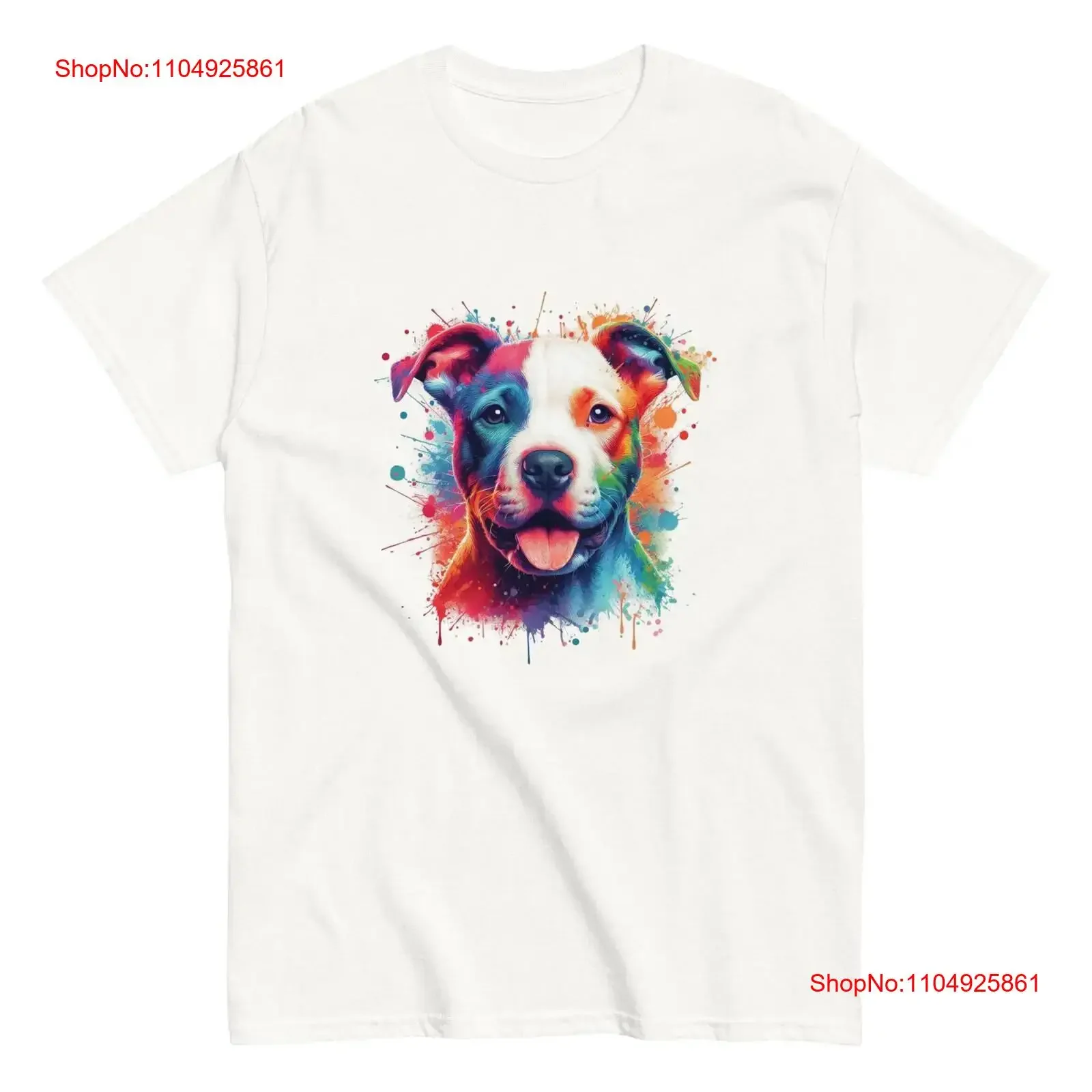 

Colorful Splatter Pitbull Puppy Art T Shirt Animal Lover vintage Washed streetwear graphic Stylish designer clothes Slightly