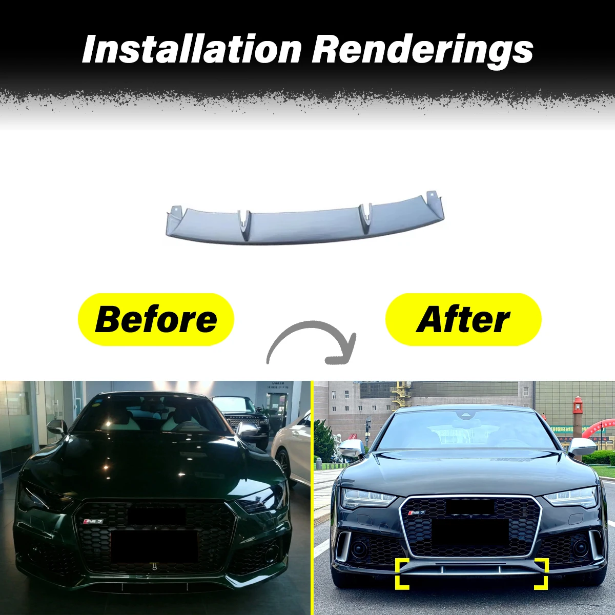 لأودي A7 تعديل RS7 2009 2010 2011 2012 2013 2014 2015 2016 2017 2018 سيارة الجبهة الوفير المفسد الجبهة اكسسوارات الديكور #2