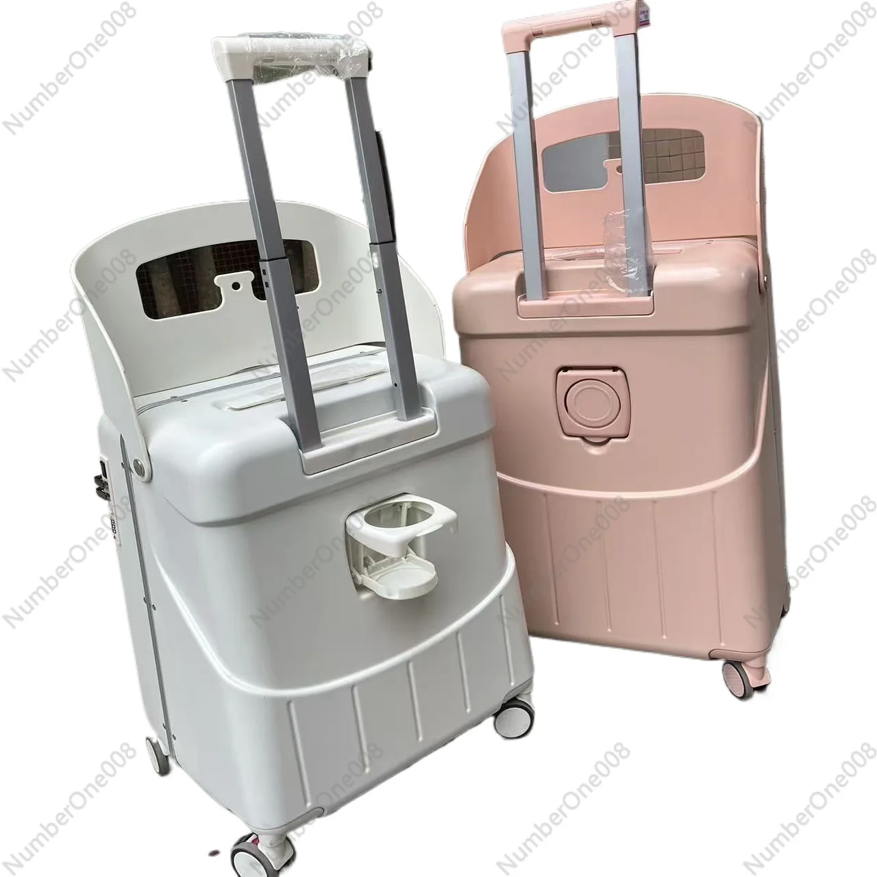 New Kids Ride On Suitcase, Lightweight Durable Carry On Luggage with Pull Handle and Wheels, Child Travel Trunk Sit On