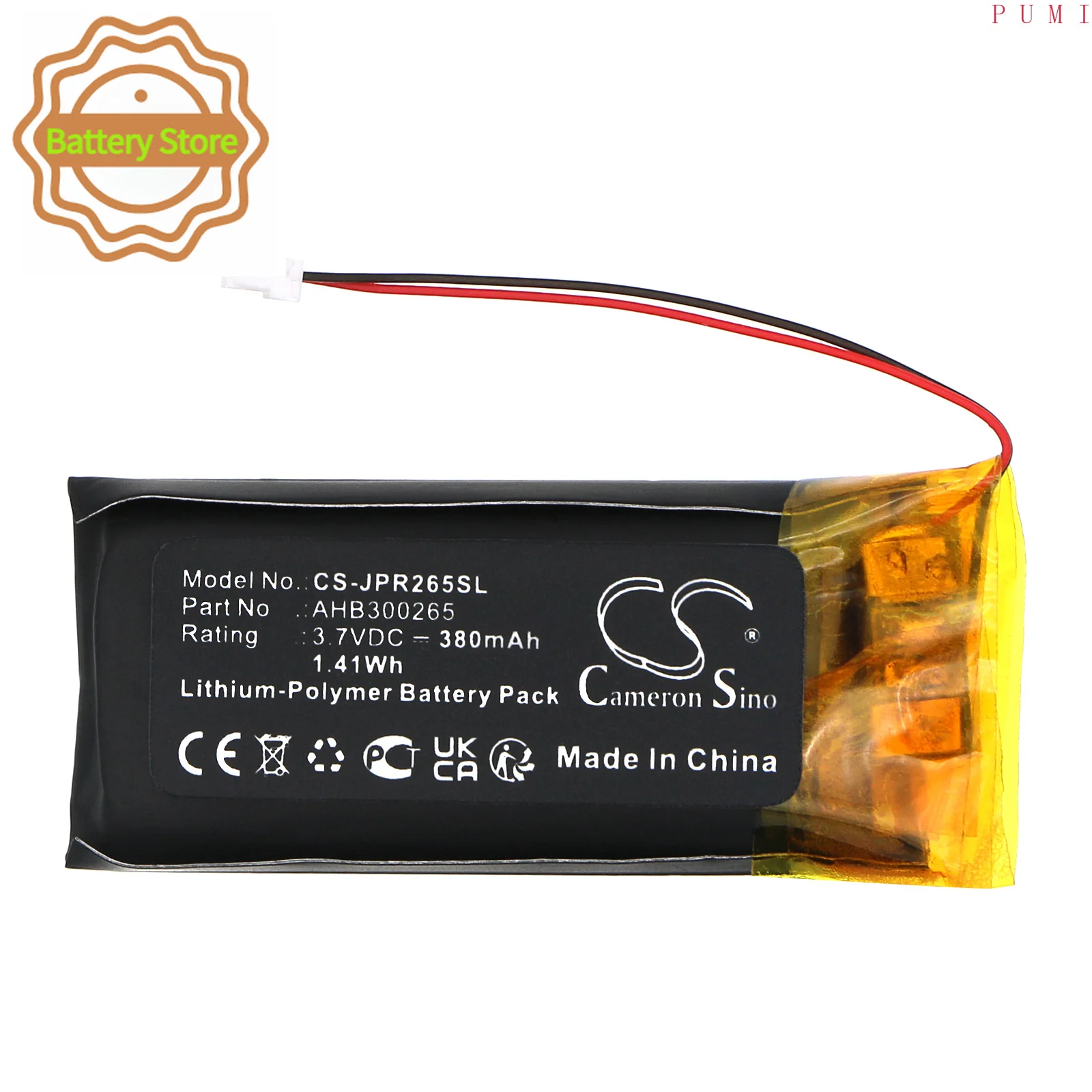 CS Replacement Battery for Jabra Evolve2 65,Evolve 2 PN:AHB300265 380mAh / 1.41Wh
