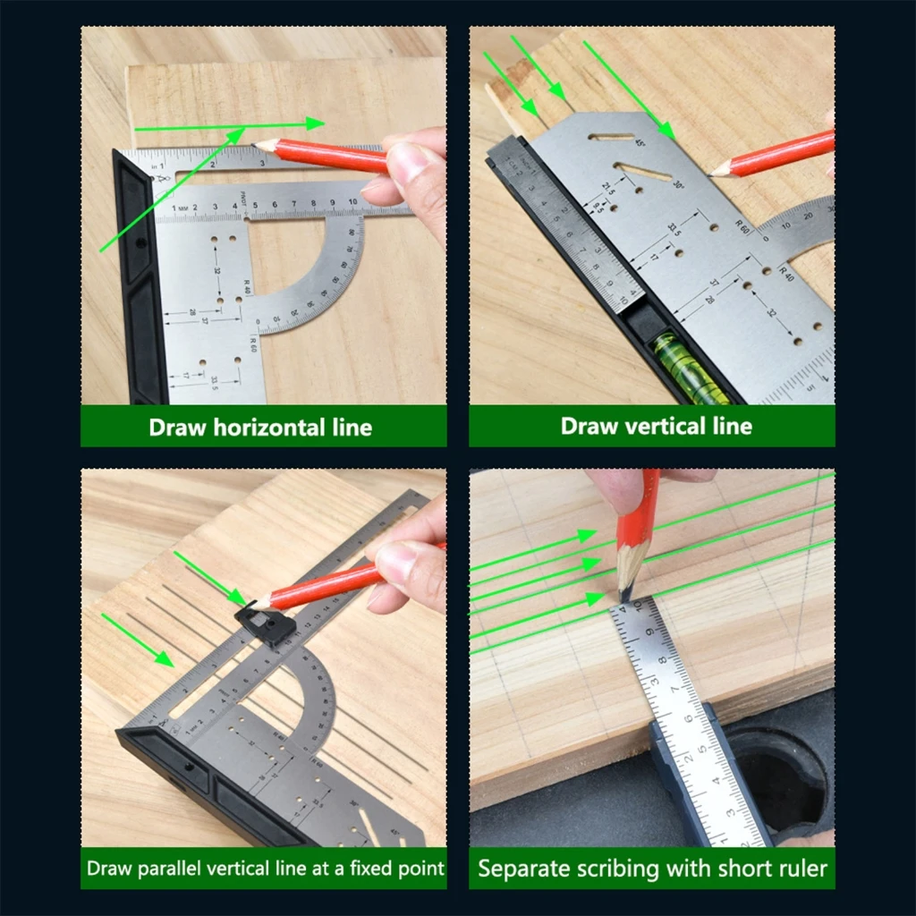 7inch 12inchTriangle Ruler 90 Degree 45 Degree Ruler Woodworking Measurement Tool Carpenter Square Tool Angle Protractor