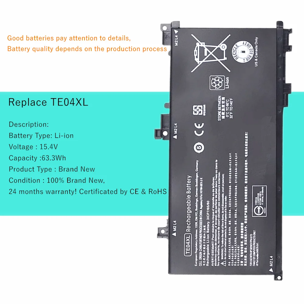 TE04XL Laptop battery For HP OMEN 15-ax210TX ax211TX ax215TX ax218TX ax219TX ax223TX ax225TX ax239TX TPN-Q173 HSTNN-DB7T TE04