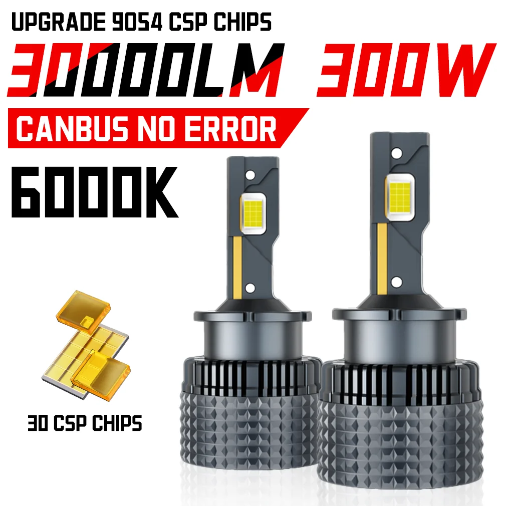 

2 шт. D2S светодиодные автомобильные фары лампы D1S D3S D4S D5S 1:1 ксеноновая лампа 300 Вт двусторонний чип CSP 6000K турбо-светильники Plug And Play 12/24 В