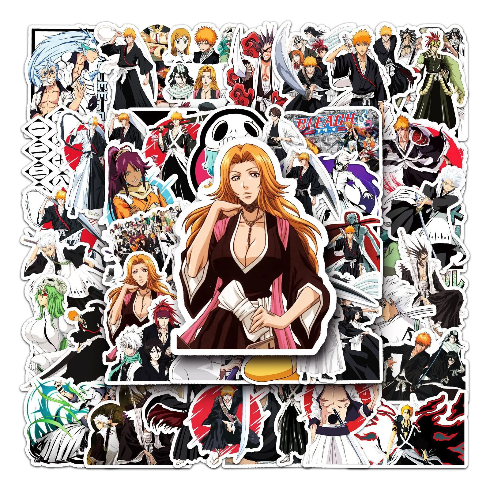 50pcs Classic Anime BLEACH Stickers Cool Kurosaki Ichigo Decals Toy DIY Stationery Phone Suitcase Cartoon Sticker Gift