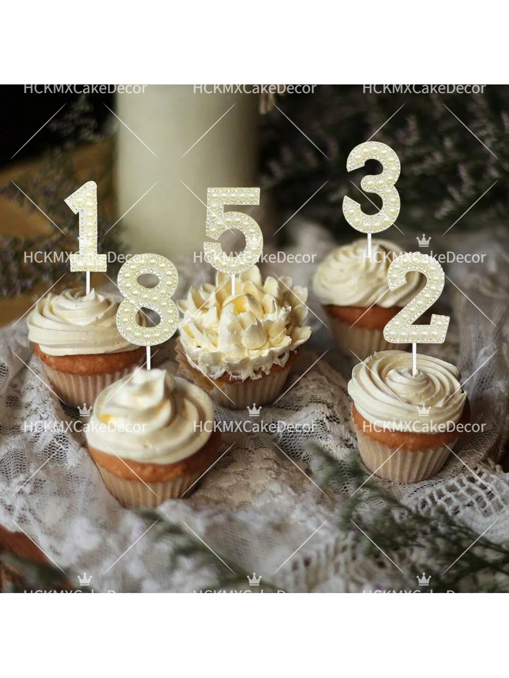 0-9 Perlen-Strass-Zahlen-Kuchenaufsätze 0-9 Ziffern-Deko für Geburtstag Jubiläum Party Kuchendekoration – Detail 3