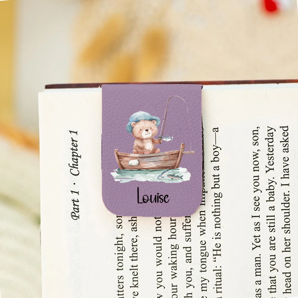 1PC Hot Sale Little bear Personalized Name Print Purple Book Clamp For School Supplies