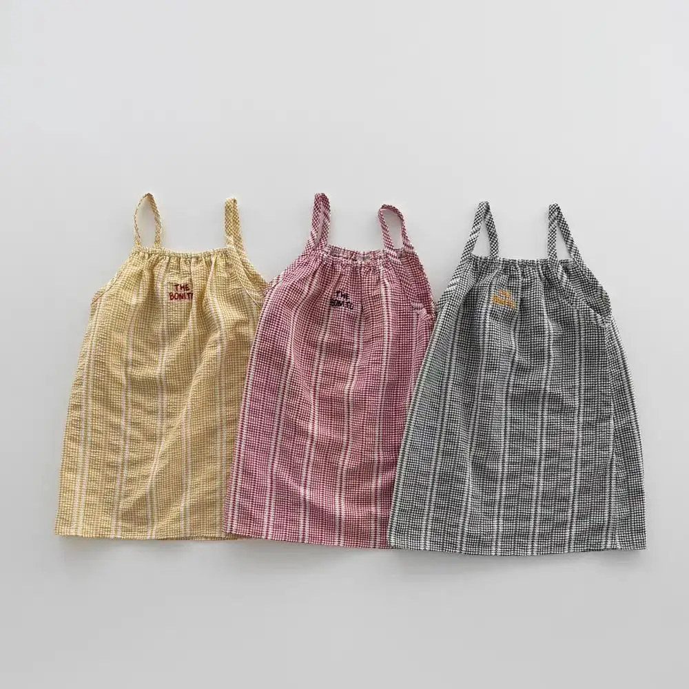 2026 Summer New Children Casual Dress Cute Girls Sleeveless Sling Dress Baby Cotton Striped Dress For Girls Clothes