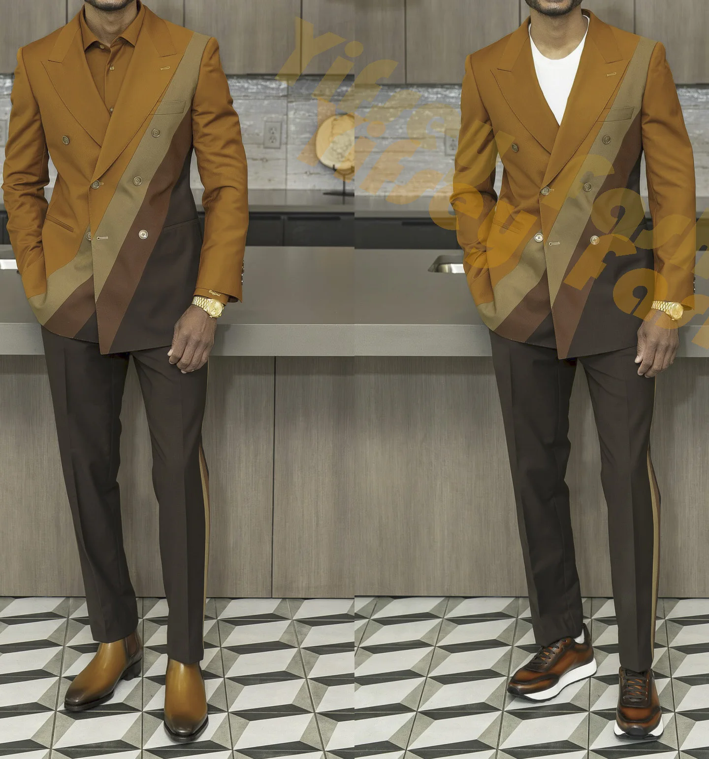 Multi Color Splicing Jacket Pants Tailored Blazer Trousers Men Suit Set Wedding Custom Daily Male Coat Outfits Party Wear 2pcs