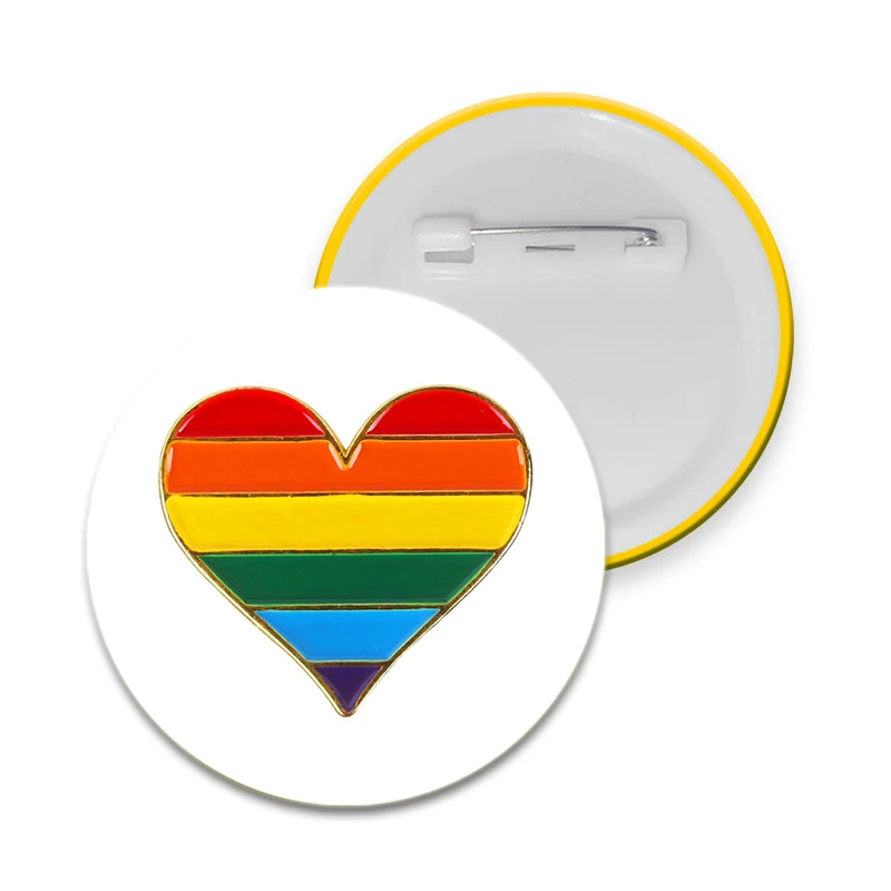 32/44/58 مللي متر LGBT العلم قوس قزح القلب بروش المينا دبابيس أزرار ذاتية الصنع المفاجئة في الحرفية للحقيبة والملابس الديكور 1.26/1.73/2.28 بوصة