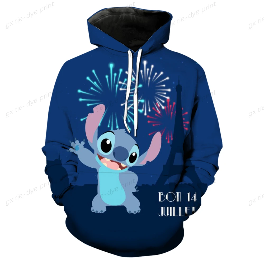 Disney Stitch Cartoon Co-branded Sweatshirt Loose Casual National Fashion Shirt Hip-Hop Style Trend 2024 Autumn New Style