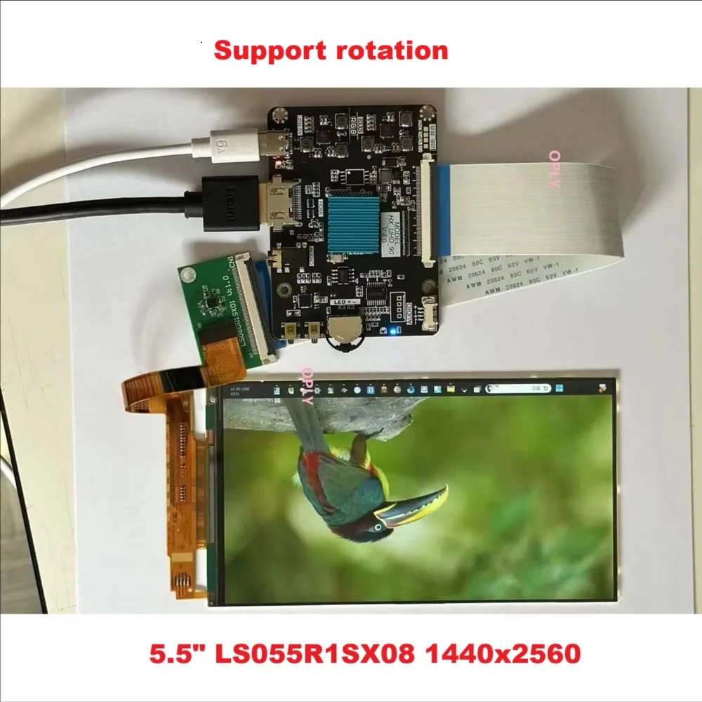 

5,5 "LS055R1SX08 1440x2560 IPS-экран + плата контроллера typec-C HDMI-совместимый с MIPI поворотный аудиовыход для Raspberry Pi 5 4B 3B