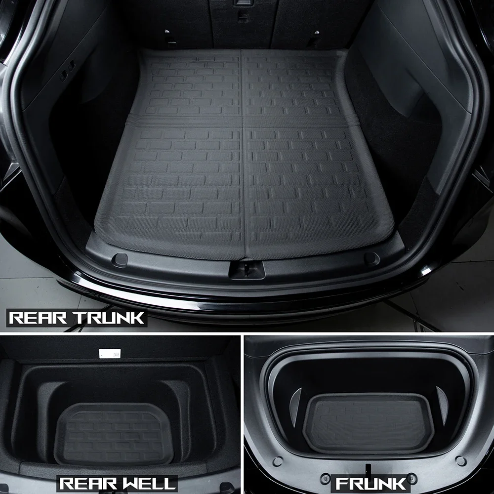 XPE Floor Mats for Tesla Model Y 2023 2024 Model 3 Highland All Weather Waterproof Trunk Mat Cargo Liner Accessories