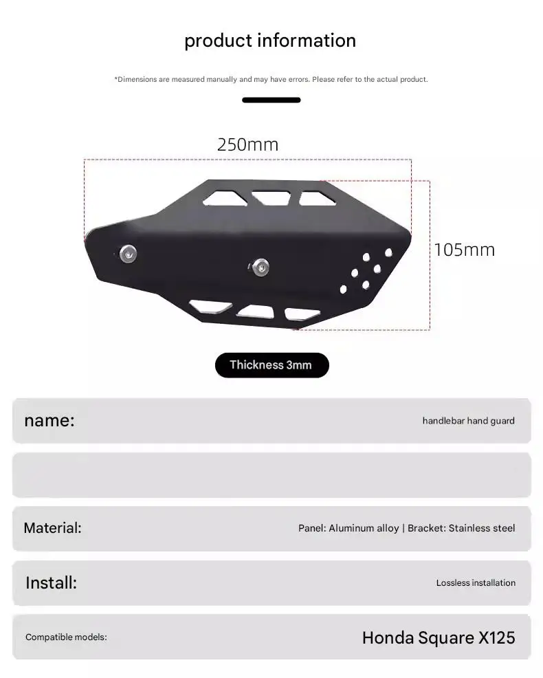 For SquareX125 modified handlebar windshield cover, aluminum alloy handlebar guards, off-road handguards.