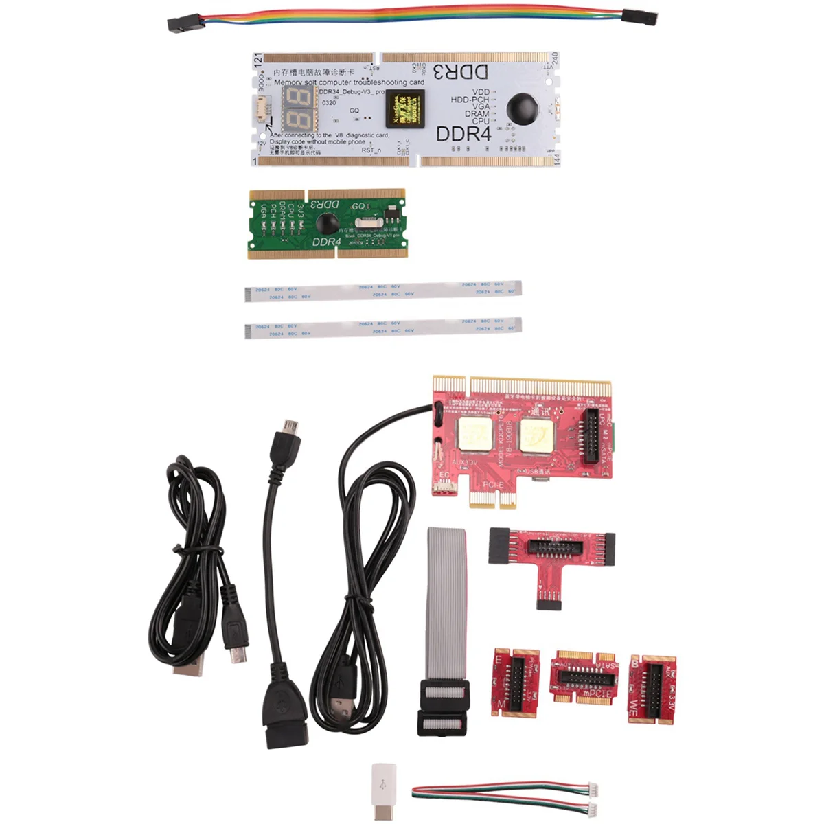 T88C V8 Laptop Desktop PC Universal Diagnostic Test Debug Post Card Support for PCI PCI-E MiniPCI-E LPC DDR3/4