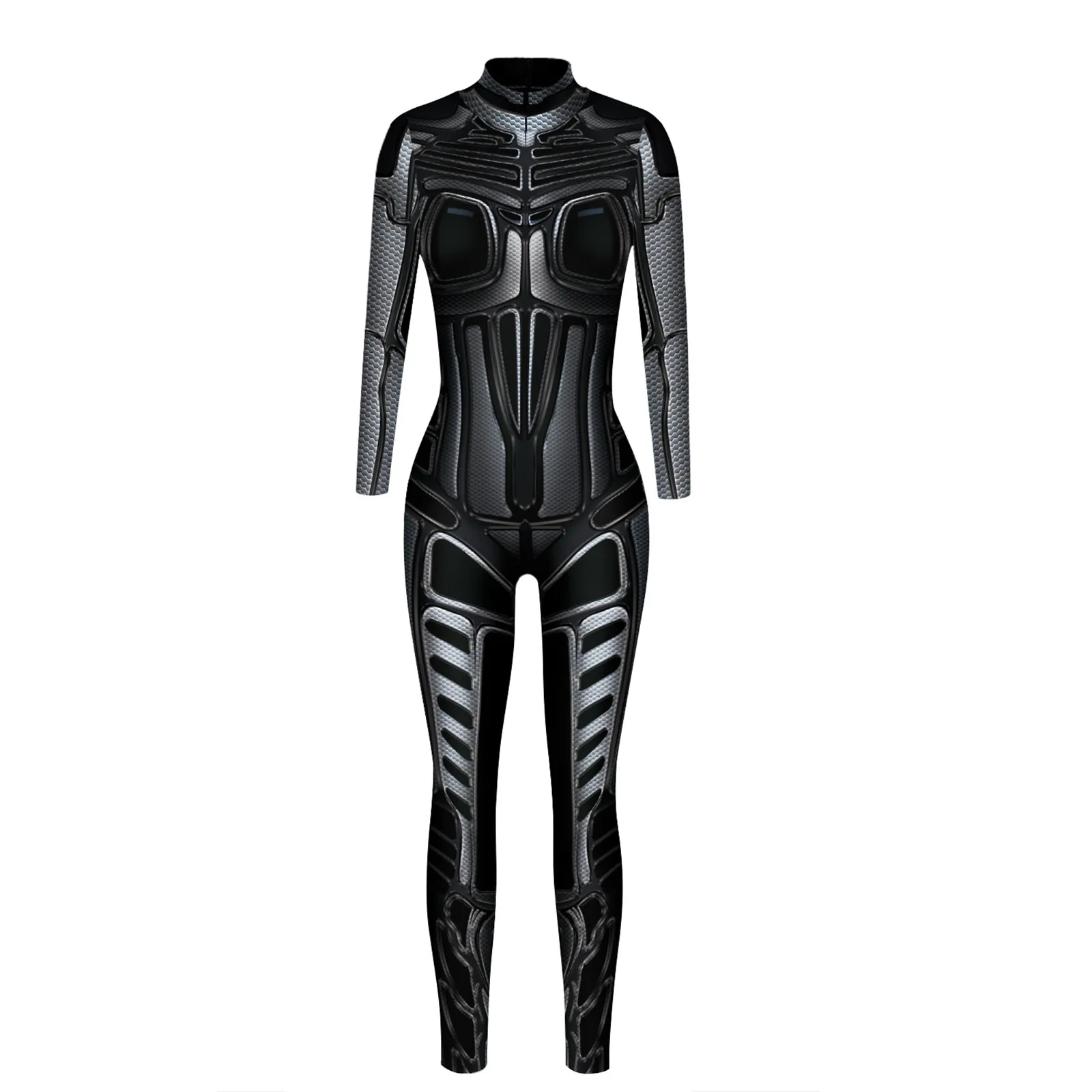 Halloween Cool Sexy Technology Print Jumpsuit Aesthetic Bodysuit Halloween Cosplay Costume Performance Party Zentai Suit Adult