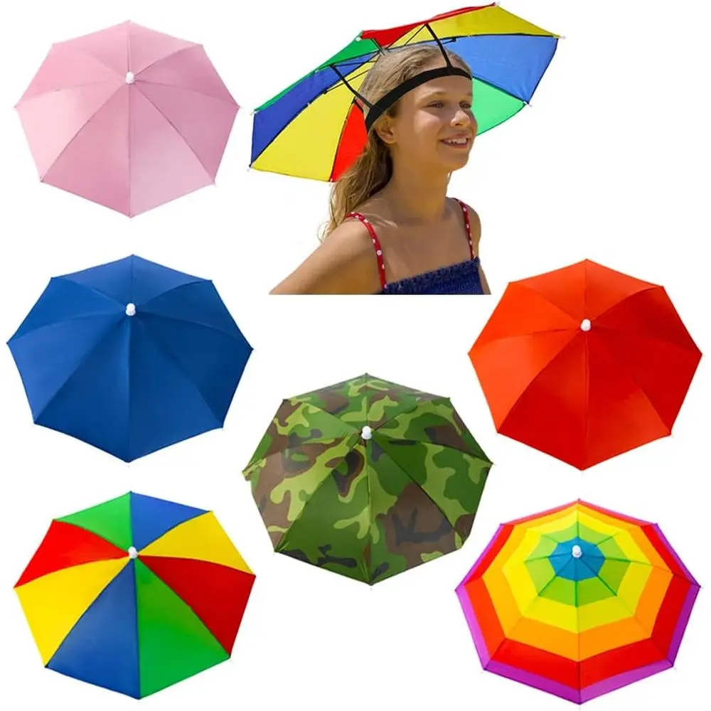 

Rainbow Umbrella Hat for Kids & Adults - 20 Waterproof Elastic Rain Hat for Outdoors & Beach