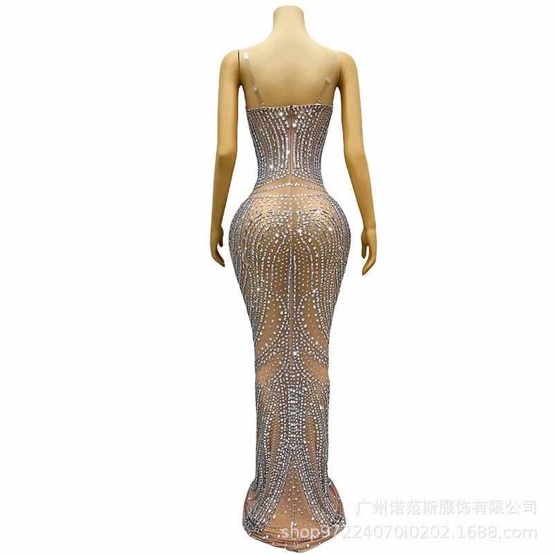 2025 bustier tubulaire diamant chaud luxe longue robe événement Banquet hôte maître des cérémonies société réunion annuelle cérémonie des récompenses étoiles