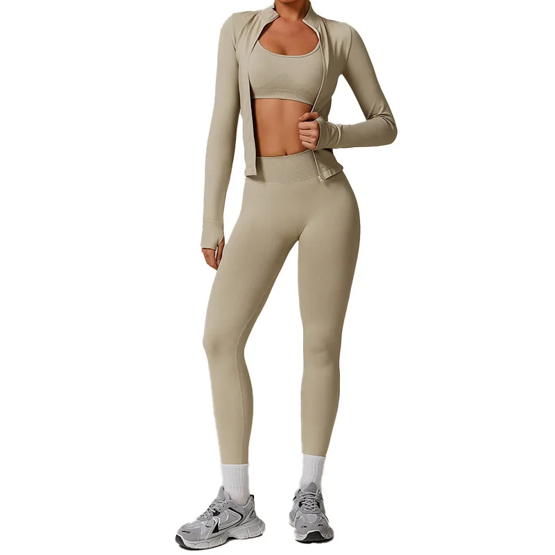 

Black seweless brocade Amami back yoga suit set, running quick-drying tight fitness suit set, women's 7137 bra and long pants