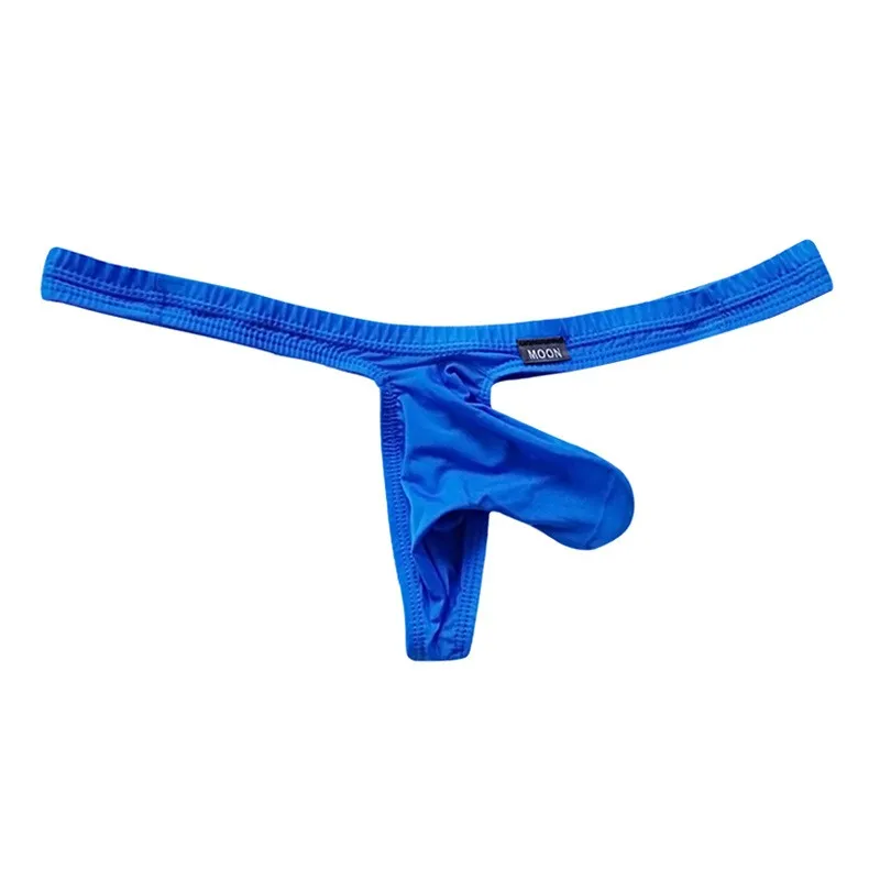 Men's Sexy Low Waist Thong Underwear Ultra Thin Breathable Comfortable Elephant Nose Separated Design Low Cut Underpants